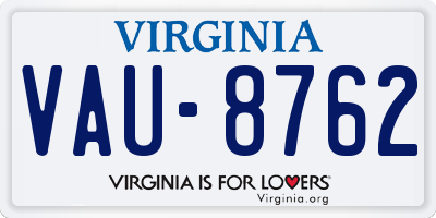 VA license plate VAU8762