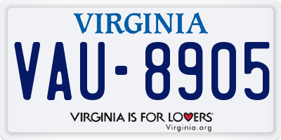 VA license plate VAU8905