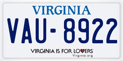 VA license plate VAU8922