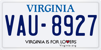 VA license plate VAU8927
