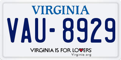 VA license plate VAU8929