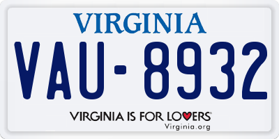 VA license plate VAU8932