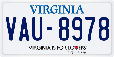 VA license plate VAU8978