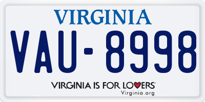 VA license plate VAU8998