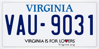 VA license plate VAU9031