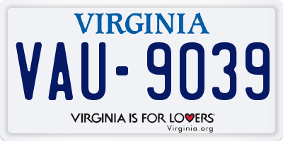 VA license plate VAU9039