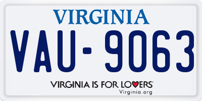 VA license plate VAU9063