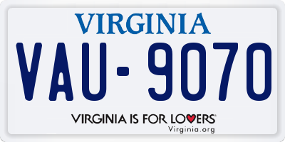 VA license plate VAU9070