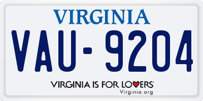 VA license plate VAU9204
