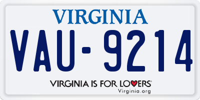 VA license plate VAU9214