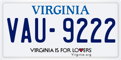 VA license plate VAU9222