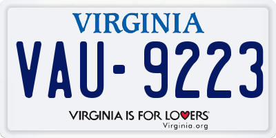 VA license plate VAU9223