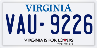 VA license plate VAU9226