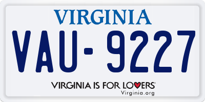 VA license plate VAU9227