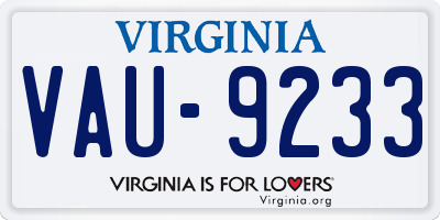 VA license plate VAU9233