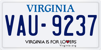VA license plate VAU9237