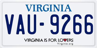 VA license plate VAU9266