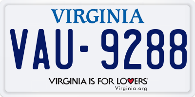 VA license plate VAU9288