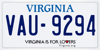 VA license plate VAU9294