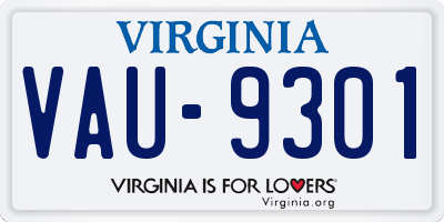 VA license plate VAU9301