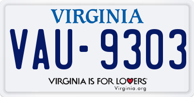VA license plate VAU9303