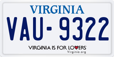 VA license plate VAU9322
