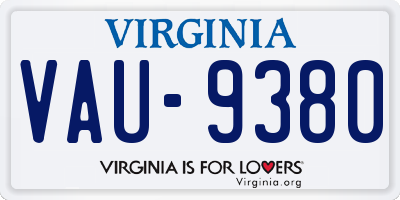 VA license plate VAU9380