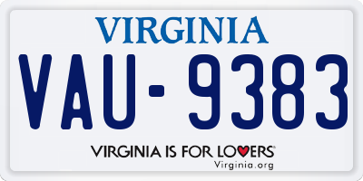 VA license plate VAU9383