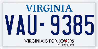 VA license plate VAU9385