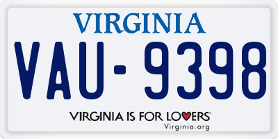 VA license plate VAU9398