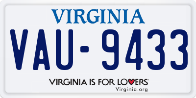 VA license plate VAU9433