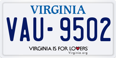 VA license plate VAU9502