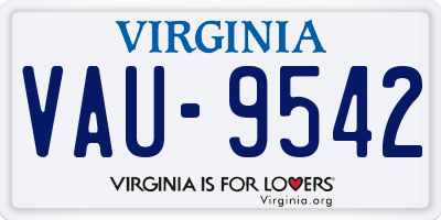 VA license plate VAU9542
