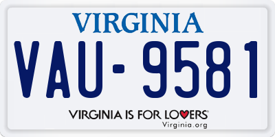 VA license plate VAU9581