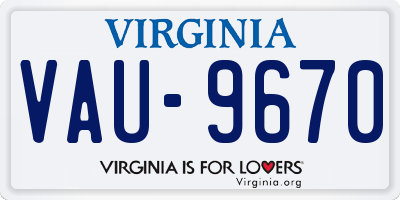 VA license plate VAU9670