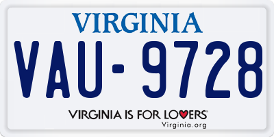 VA license plate VAU9728