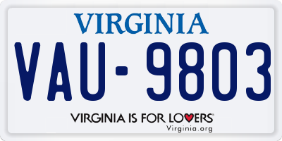 VA license plate VAU9803