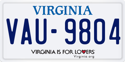 VA license plate VAU9804