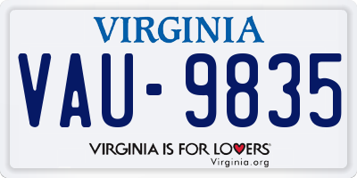 VA license plate VAU9835