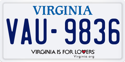 VA license plate VAU9836