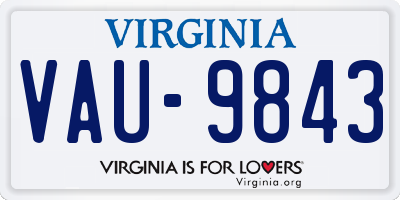 VA license plate VAU9843