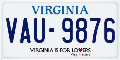 VA license plate VAU9876