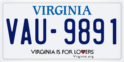 VA license plate VAU9891