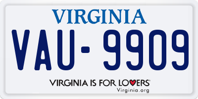 VA license plate VAU9909