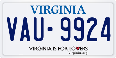 VA license plate VAU9924