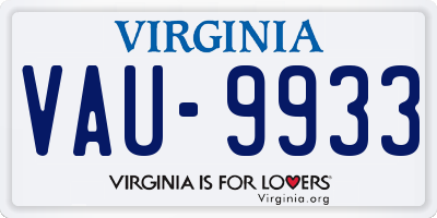 VA license plate VAU9933