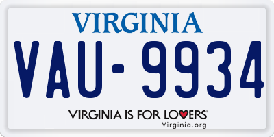 VA license plate VAU9934