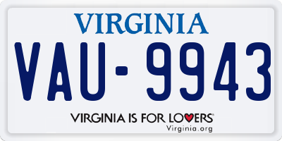 VA license plate VAU9943