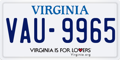 VA license plate VAU9965