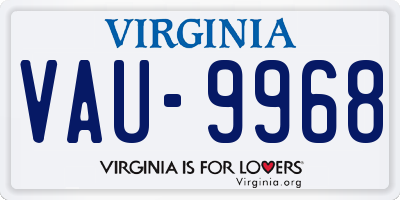 VA license plate VAU9968